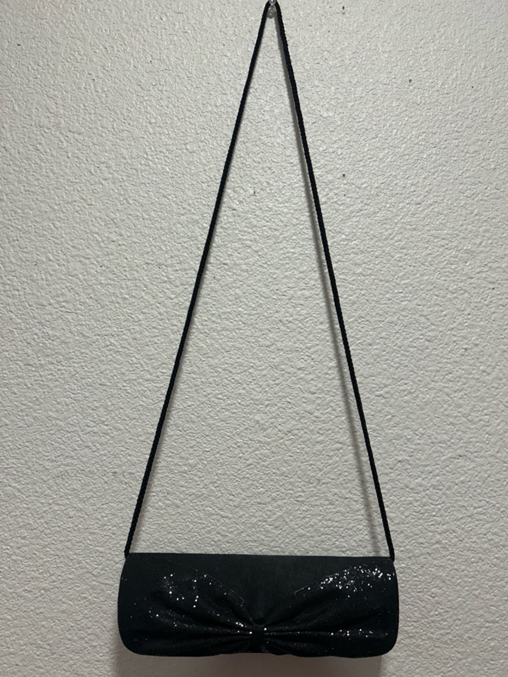 Black Glitter Bow Evening Clutch Shoulder Bag